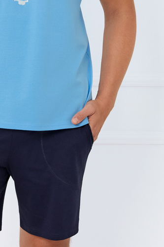 Port Pánské pyžamo s krátkým rukávem, šortky Italian Fashion - modré