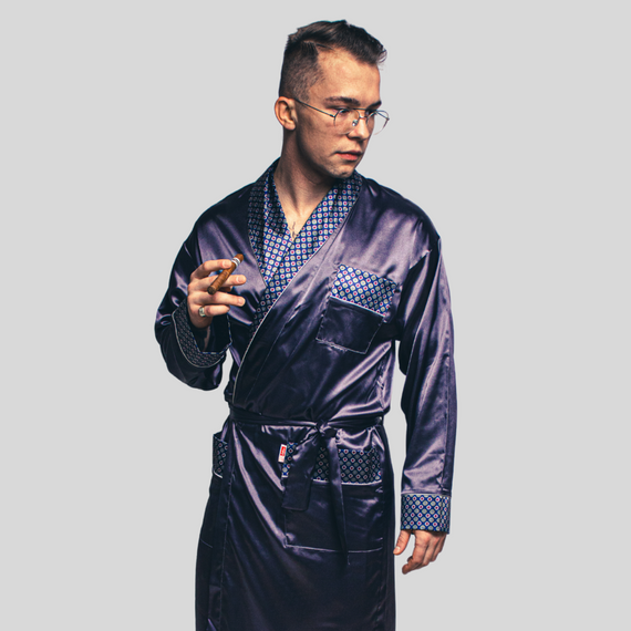 940 Forex pánský saténový župan - tmavě modrý