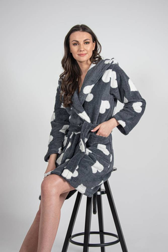 671 Hearts Krátký dámský župan Forex - grafitový