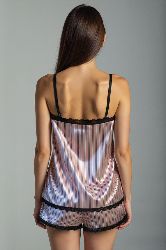 Dámské pyžamo Donna Short Pierre Cardin - saténové, růžové, bez ramínek