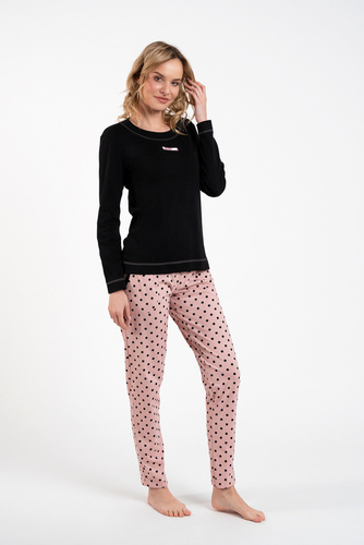 Bonilla Dámské pyžamo s dlouhým rukávem, dlouhé kalhoty Italian Fashion černá/potisk