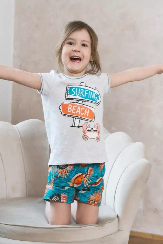 Oceania Dívčí pyžamo Italian Fashion - melanž/potisk