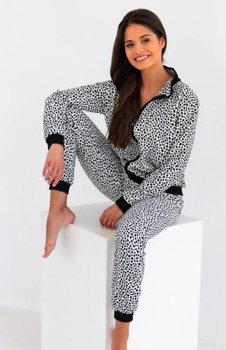 Cruella Dámský teplákový úbor z veluru Sensis - bílo-černý