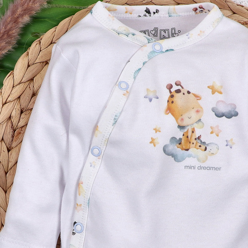 ABN-5602 Nini Little Dreamers obálkové body z organické bavlny pro kojence - bezniklové zapínání, 100% bezpečnost