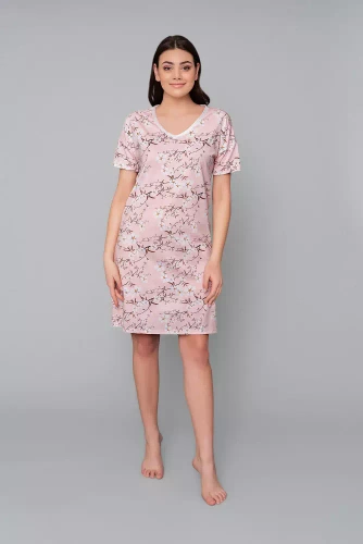 Noční košile Alwa s krátkým rukávem Italian Fashion - růžový potisk