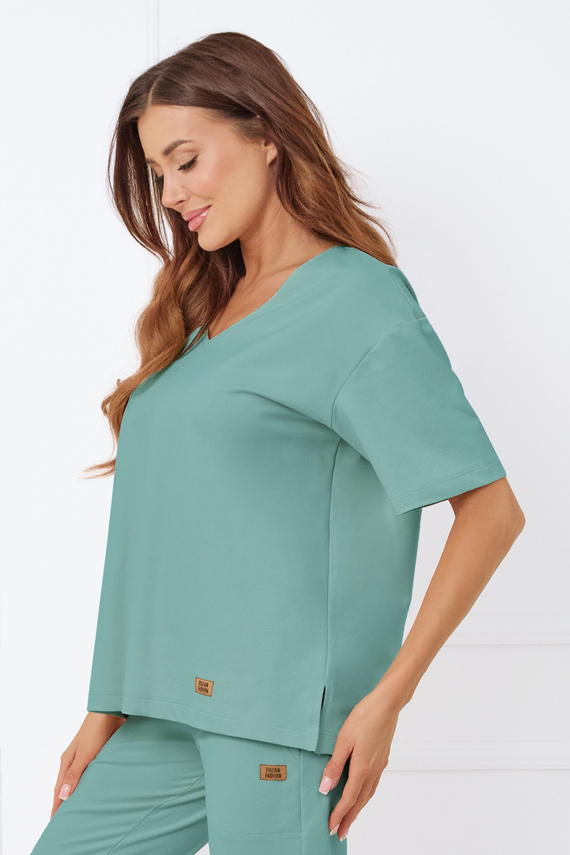 Caro Halenka s krátkým rukávem Italian Fashion - šalvějová