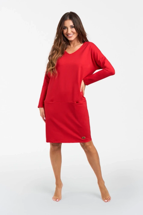 Karina dámská tunika s dlouhým rukávem Italian Fashion - červená