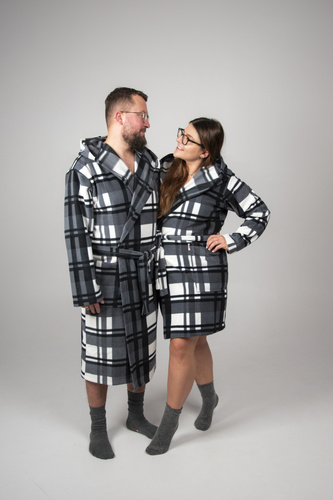 034 Pánský župan s kapucí De Lafense - hřejivý, měkký a pohodlný | Ideální pro domov a lázně