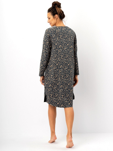 Dámská noční košile Key LND 707 navy blue - bavlna, dlouhý rukáv, pohodlný střih