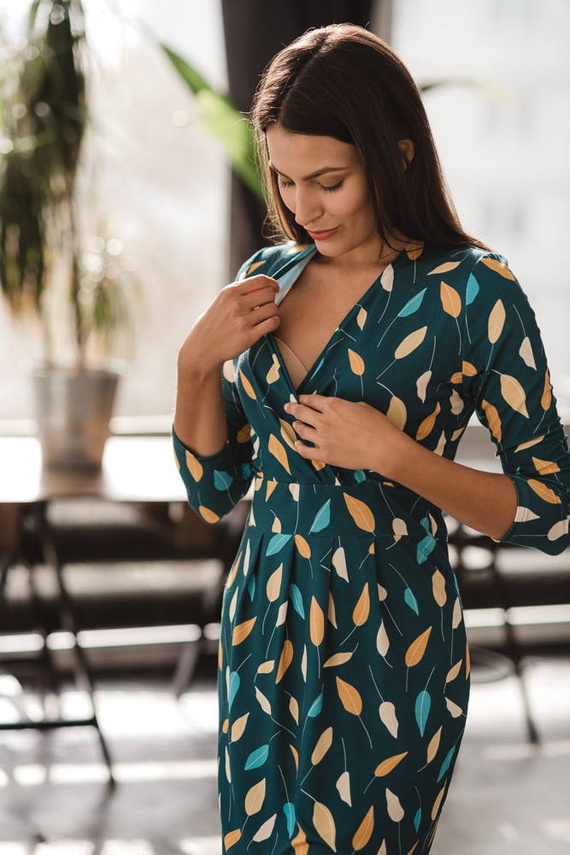 Grow with me sukienka ciążowa i do karmienia Milk&Love turkus w listki