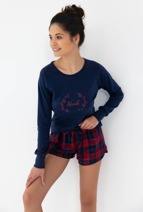 Clarissa Dámské pyžamo Sensis Flanel - tmavě modro-červené