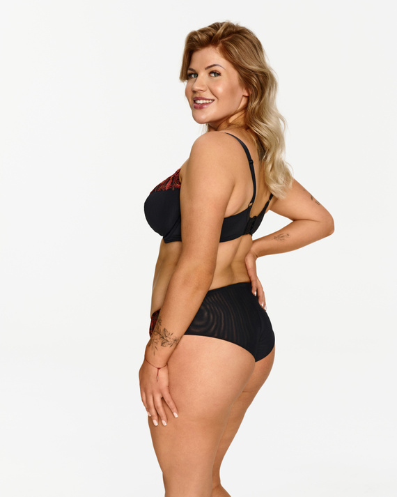 2612 Měkká podprsenka Lupoline - černá s kosticemi a podzimní výšivkou