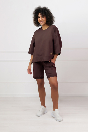 Bluza Kaori Italian Fashion 3/4 rukáv bavlna elastan - hnědá