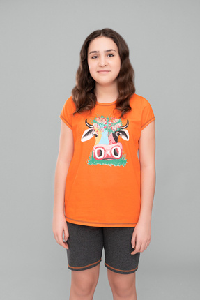 Blond dívčí pyžamo Italian Fashion - oranžová/tmavý melír