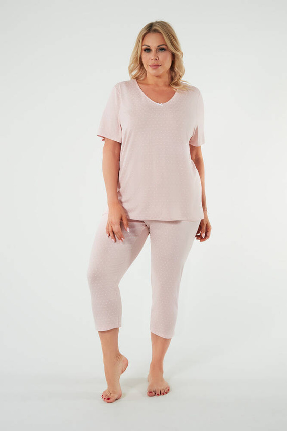 Puntini Dámské pyžamo s krátkým rukávem, 3/4 kalhoty Italian Fashion - pudrově růžové