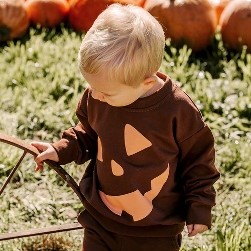 Eevi Halloween dětská tepláková souprava hnědá - teplá souprava, mikina a kalhoty