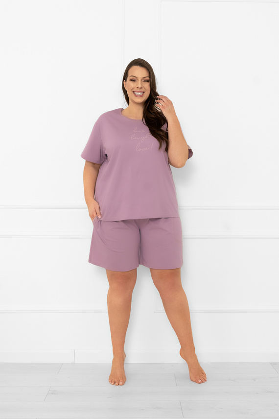 Dámské pyžamo Ksara Italian Fashion - bavlna, krátký rukáv a šortky - heather