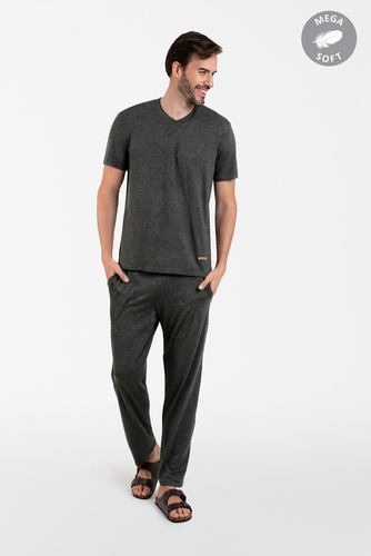 Akord Pánské pyžamo s krátkým rukávem, dlouhé kalhoty Italská móda - c.melange