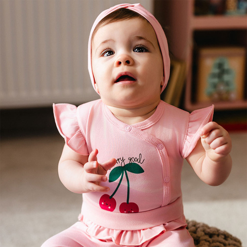 Kojenecké body Eevi Cherry krátký rukáv bavlna pohodlné