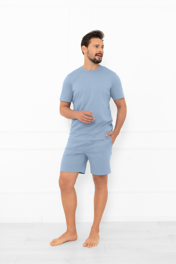 Krystian Italian Fashion pánské ocelové pyžamo - bavlna, tričko a krátké šortky