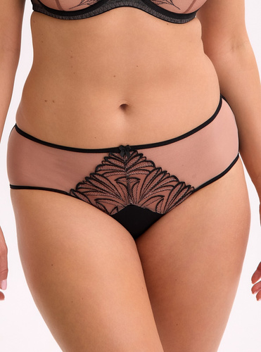Gaia GFP 1312 Imani black beige - klasické bikiny s výšivkou, mikrovlákno a síťovina