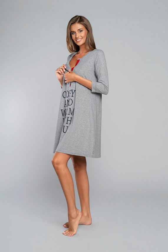 Těhotenská a kojící košile Balm. 3/4 rukáv Italia Fashion - melanž