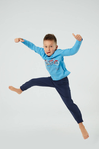 Pyžamo Junak pro chlapce s dlouhým rukávem a kalhotami Italian Fashion - modrá/zelená