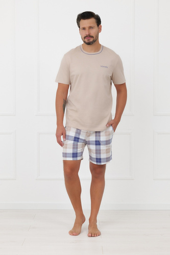 Pánské pyžamo Juno Italian Fashion 100% bavlna krátký rukáv šortky