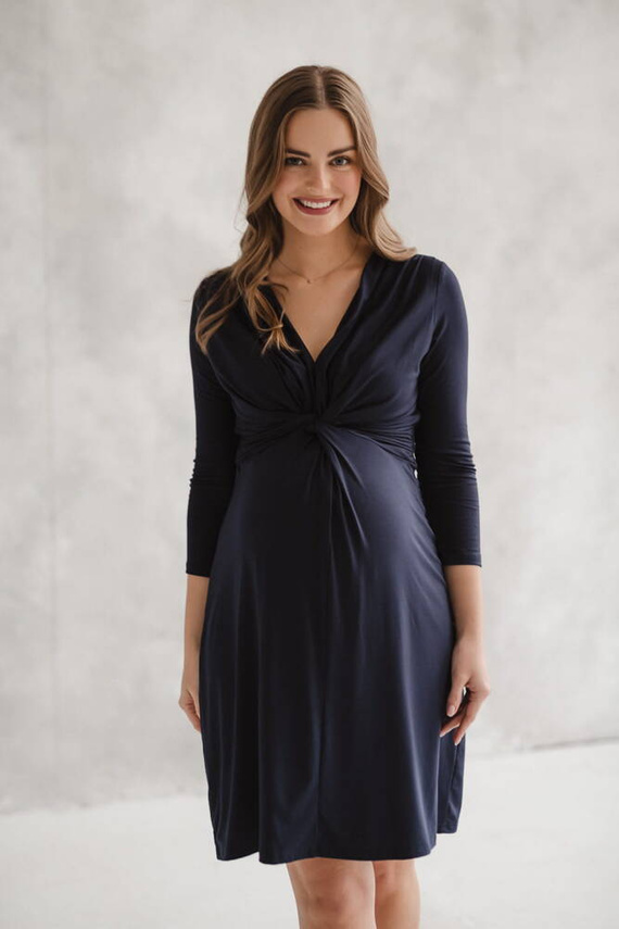 Loop Sukienka ciążowa i do karmienia rękaw 7/8 Milk&Love granatowy