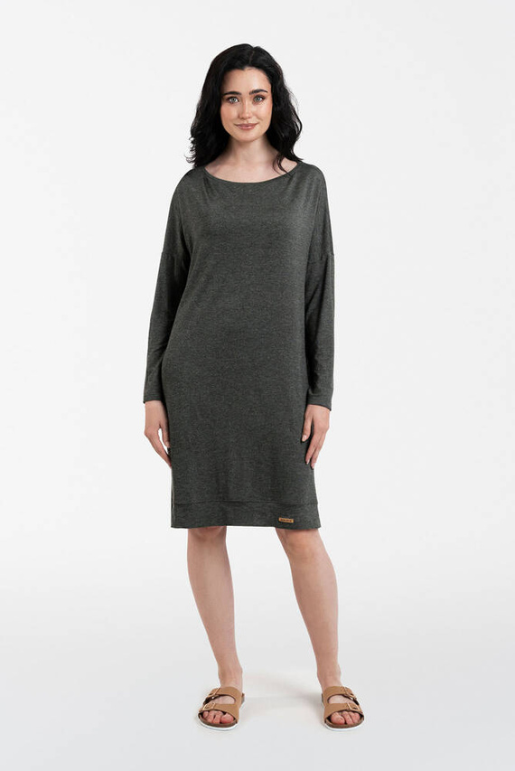 Akord dámská tunika s dlouhým rukávem Italian Fashion - tmavý melír