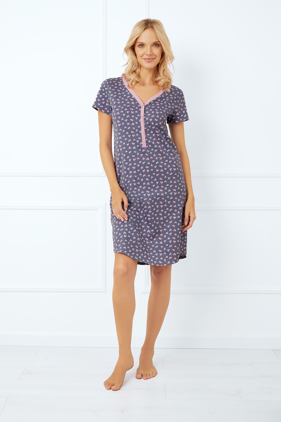 Noční košile a kojící šaty Tiana, krátký rukáv Italská móda - potisk