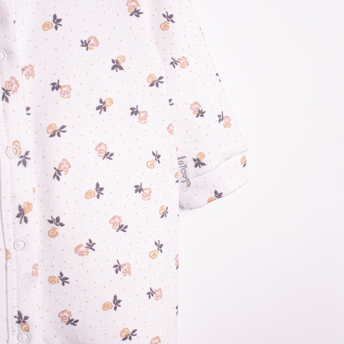 220032 Kojenecký overal Nicol 100% bavlna s dlouhým rukávem a jemným květinovým potiskem