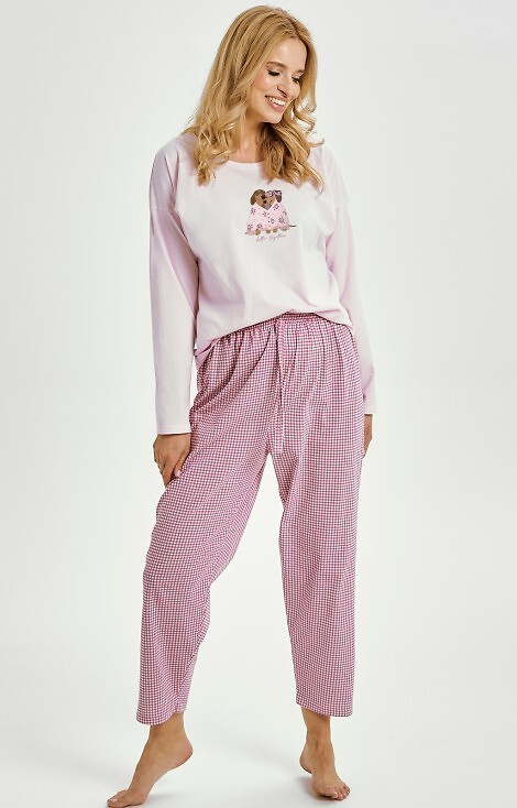 3434 Elisa Dámské pyžamo Taro - 100% bavlna, dlouhý rukáv, potisk pejsků