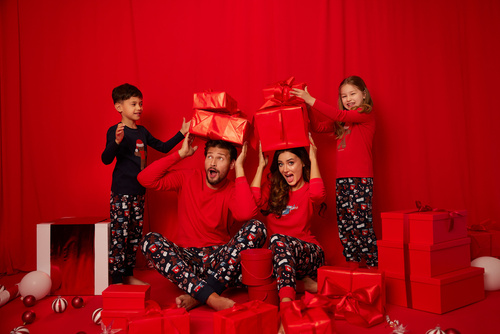 Makala Dámské pyžamo s dlouhým rukávem a dlouhé kalhoty Italian Fashion - červená/potisk