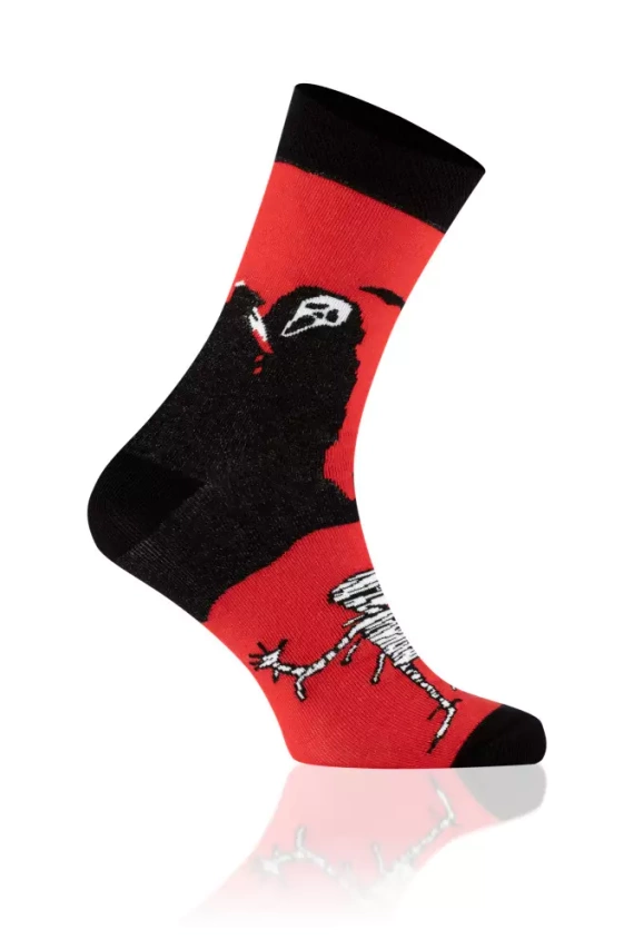 S146D Dracula Dlouhé ponožky Italian Fashion - černá/červená/bílá