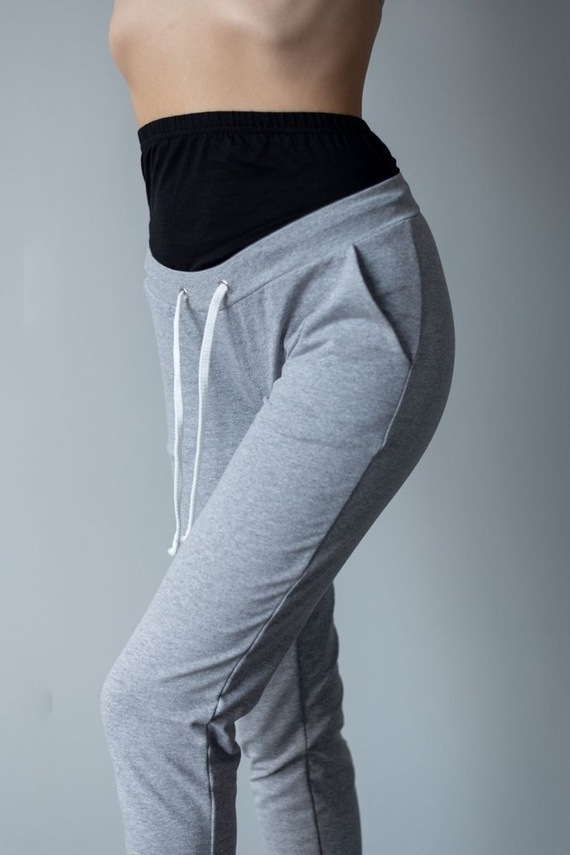 205 Spodnie Dresowe Ciążowe MIRACLE- szary melanż