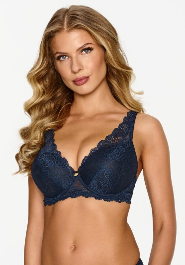 2618 Podprsenka Lupoline - tmavě modrá gelová push-up s krajkou