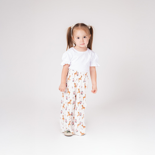 216198 Dětské kalhoty Lala Nicol - bílé se sárí a květinami, velikost 92-122
