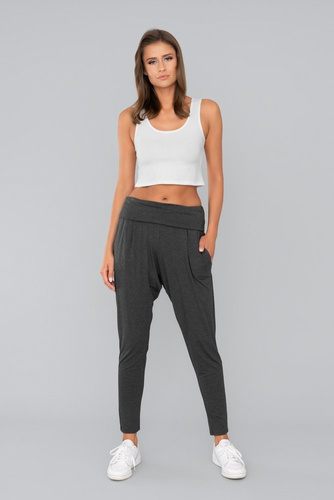 Šedé dámské kalhoty Italian Fashion - tmavý melír