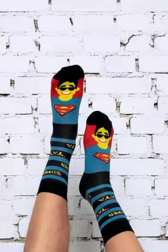 M41D Super Dad Long Socks Italian Fashion - tmavě modrá/barevná