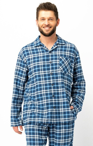 MNS 492 Key jeans pánské pyžamo - kostkovaný flanel, bavlna