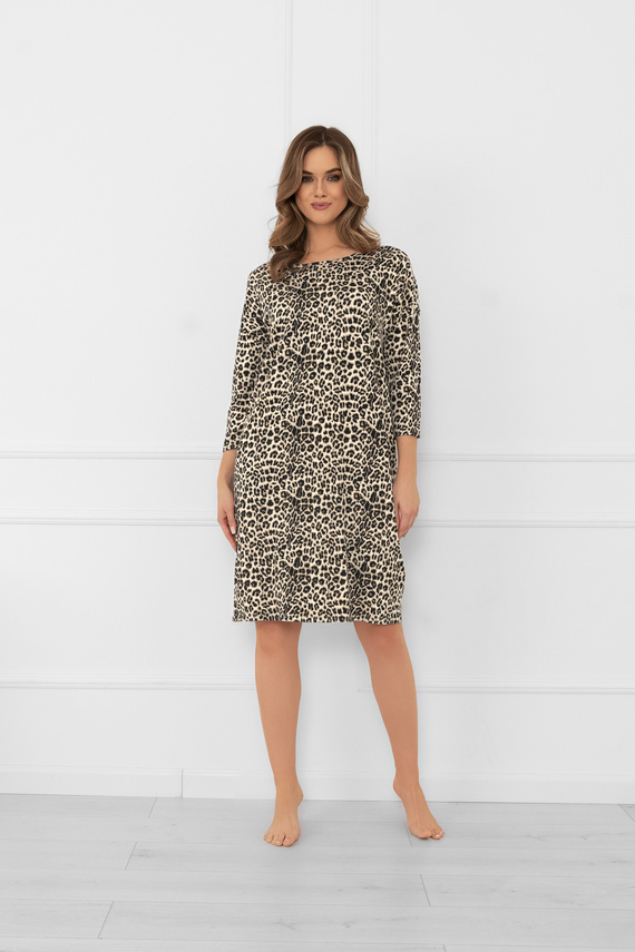 Dámská noční košile Kenia Italian Fashion - leopardí potisk, 3/4 rukávy