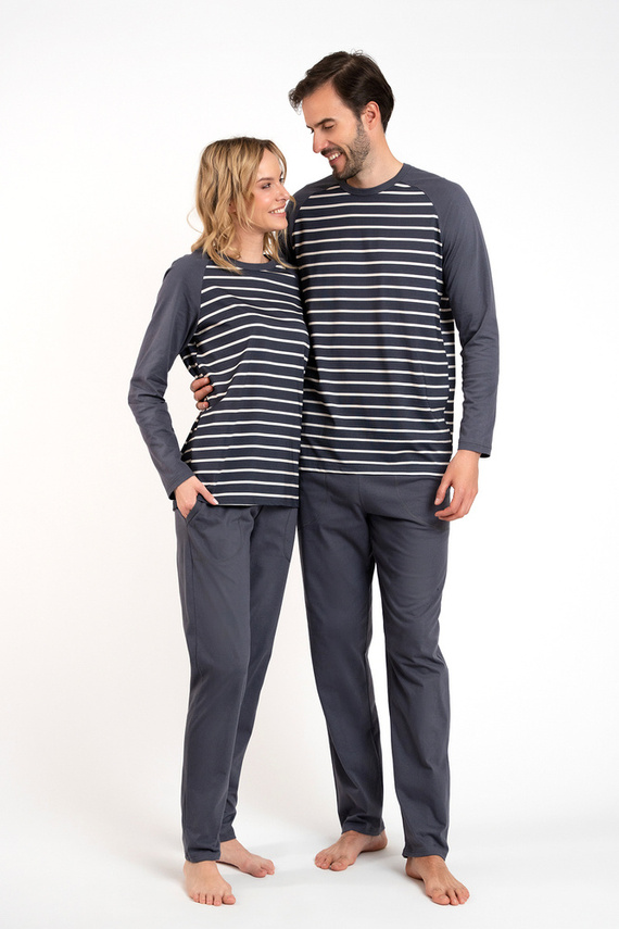 Oda Dámské pyžamo s dlouhým rukávem a dlouhými kalhotami Italian Fashion - grafitový/grafitový potisk