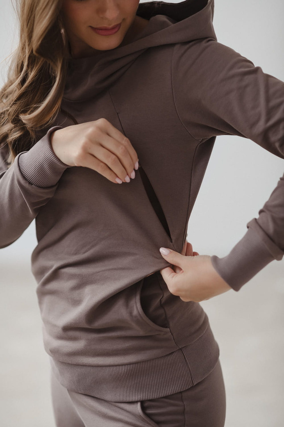 Milk Please bluza do karmienia Milk&Love z kapturem cappuccino