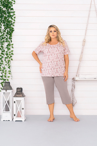 Kalmia Dámské pyžamo s krátkým rukávem, 3/4 kalhoty Italský módní potisk