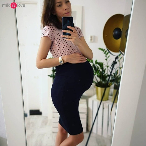 Spódnica ciążowa Tummy z dzianiny w prążki Milk&Love ciemny melanż