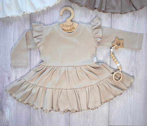 Mamatti SP512 Dívčí šaty s motýlkovými rukávy 97% bavlna