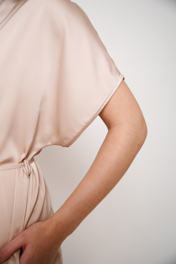 Dotykový župan s krátkým rukávem Italian Fashion - béžový