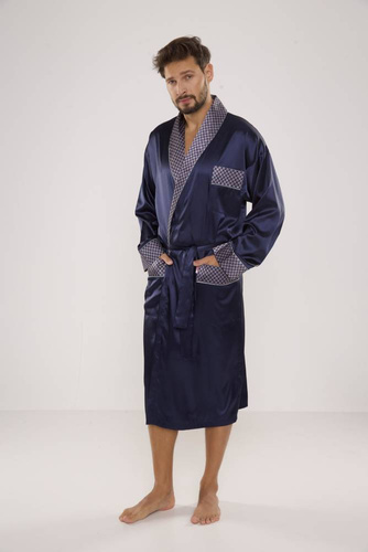 940 Forex pánský saténový župan - tmavě modrý