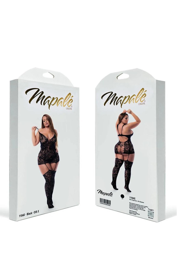 Body damskie Mapale 7481 Romper Babydoll czarne koronkowe z odkrytymi plecami